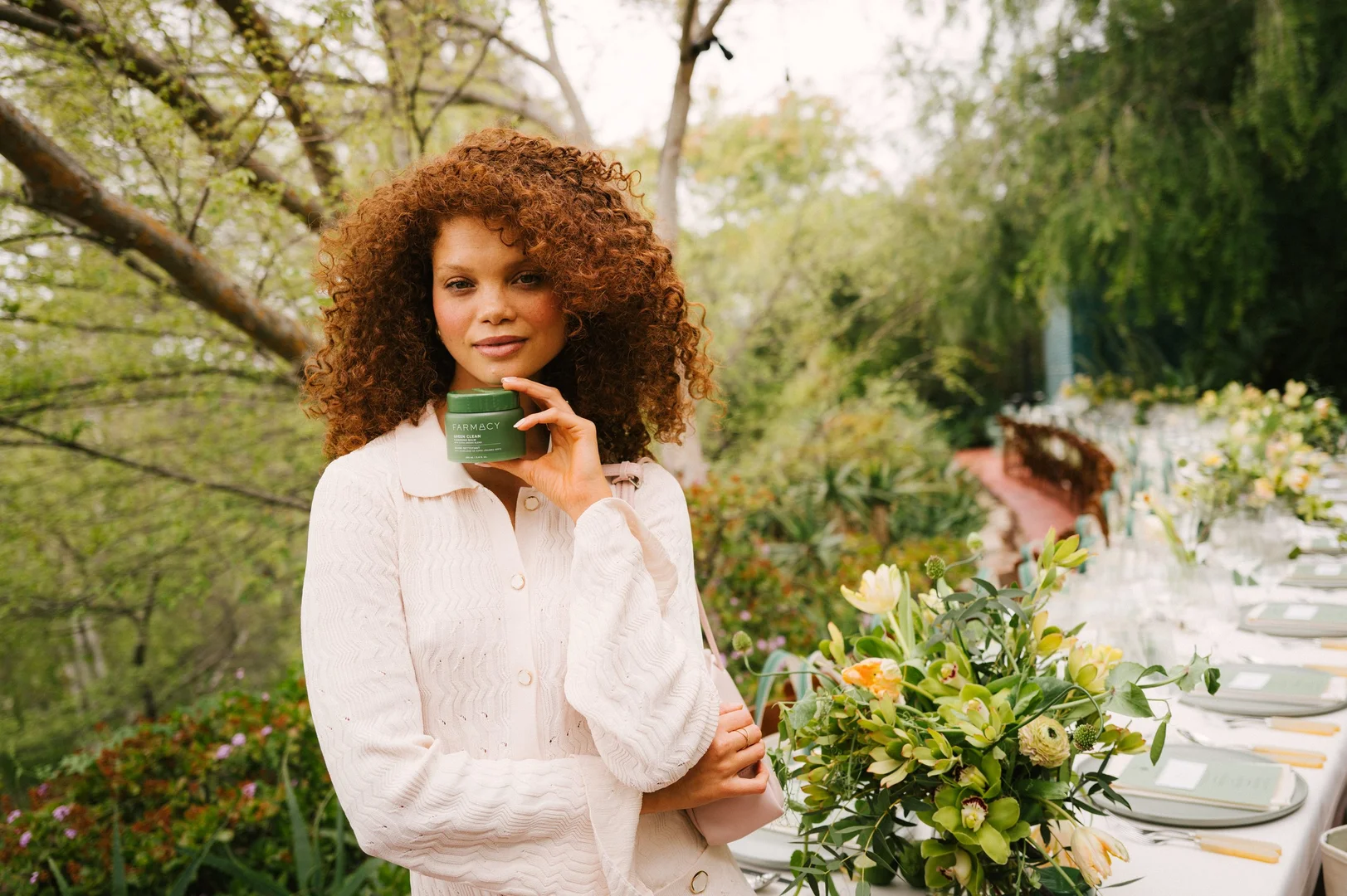 Garden table setting at Flamingo Estate — Farmacy Beauty