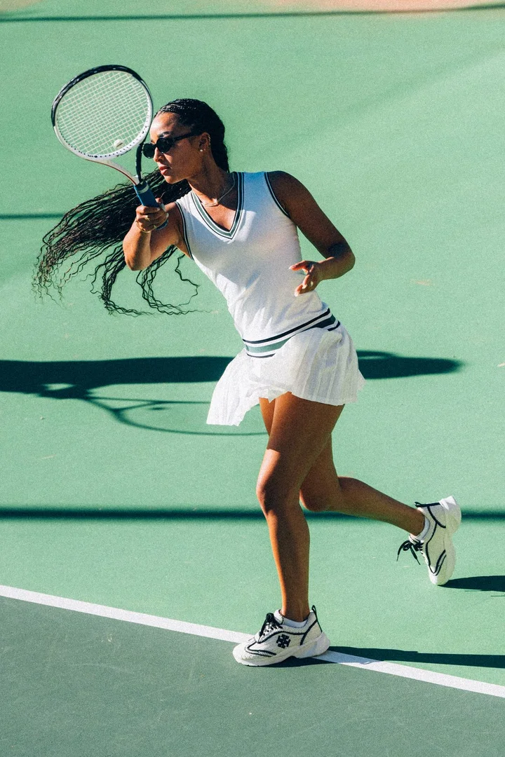 Tennis moment on the Tory Burch Sublime trip